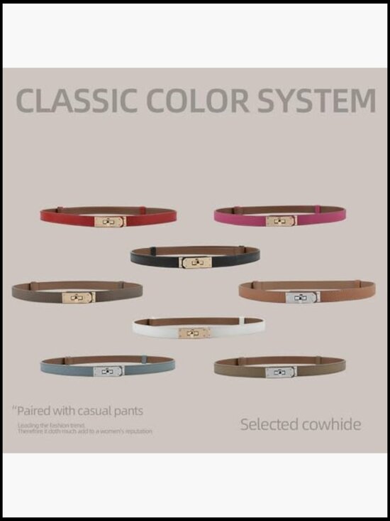 Women\'s Adjustable Thin Skinny Belt with Alloy Turn Lock main image 5